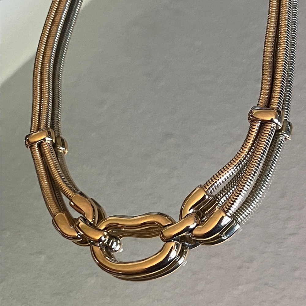 Vintage Monet Bold Link Gold Double Snake Chain Necklace 1960’s-1970’s - Picture 9 of 12